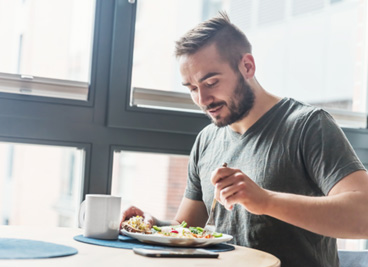 Dental implants patient in York eating healthy