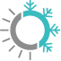 Animated circle that is half sun and half snowflake