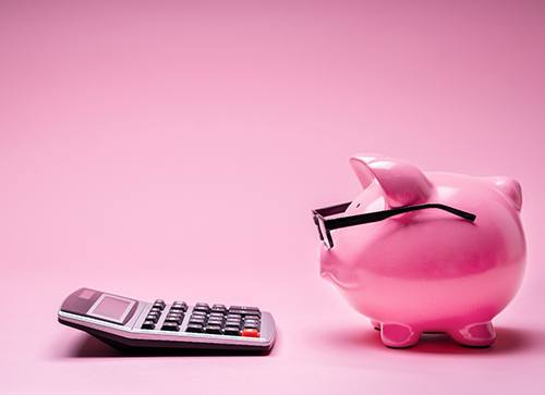 Piggy bank and calculator