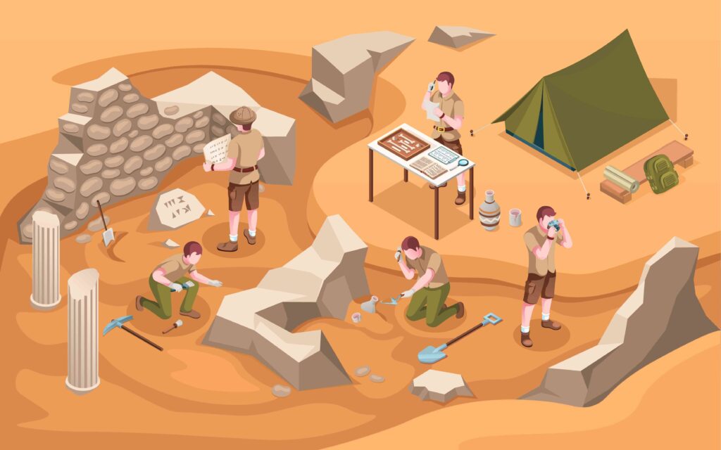Archaeologists working