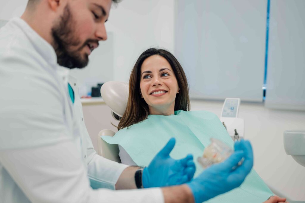 Woman smiling with dentures